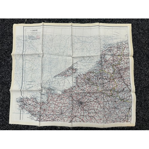 2214 - WW2 British RAF Silk Escape Map of France double sided code letter C/D.