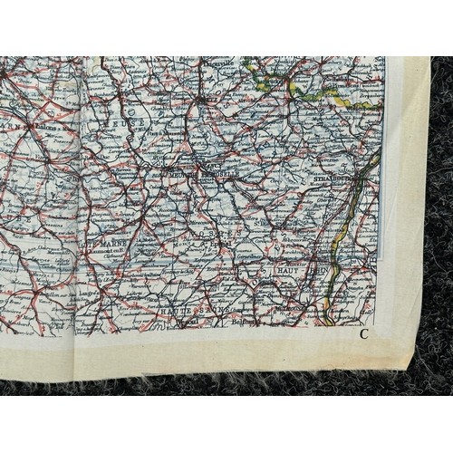 2214 - WW2 British RAF Silk Escape Map of France double sided code letter C/D.