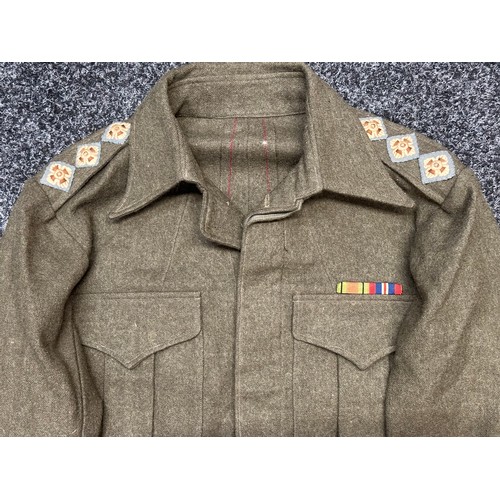 2217 - WW2 British Army Officers Lightweight Tailored Battledress Blouse with original light blue backed ra... 