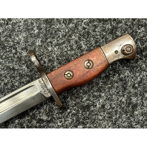 2219 - WW2 British No.5 Jungle Carbine Bayonet with fullered Bowie type blade 200mm in length. Maker marked... 