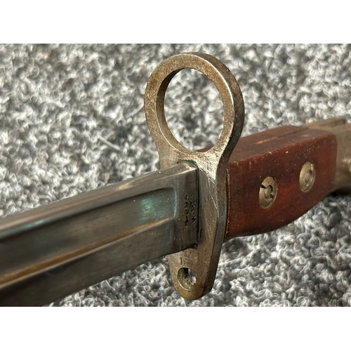 2219 - WW2 British No.5 Jungle Carbine Bayonet with fullered Bowie type blade 200mm in length. Maker marked... 