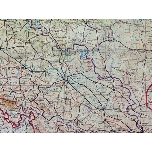 2220 - WW2 British Escape and Evasion Silk Map Sheet 43E / 43F. Double sided in colour covering Germany and... 