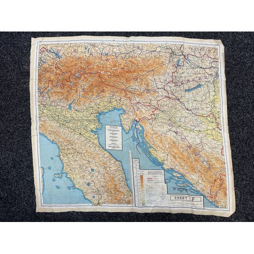 2220 - WW2 British Escape and Evasion Silk Map Sheet 43E / 43F. Double sided in colour covering Germany and... 