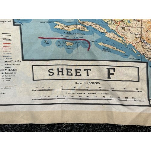 2220 - WW2 British Escape and Evasion Silk Map Sheet 43E / 43F. Double sided in colour covering Germany and... 