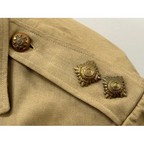 2222 - WW2 British Black Watch Officers Tropical Tan Cut Away Jacket, no makers marks, with removable Regim... 