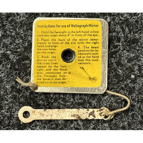 2223 - WW2 British RAF Heliograph Signalling Mirror. Stores reference 27H/2107.  Steel signalling mirror co... 