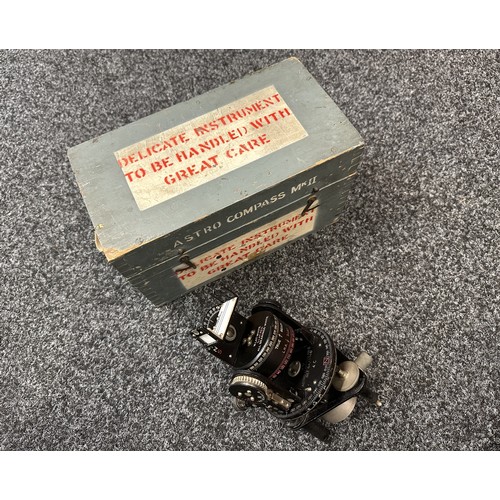 2226 - WW2 British RAF Air Ministry Astro Compass MKII Ref 6A/1174 O. Complete in original box of issue wit... 