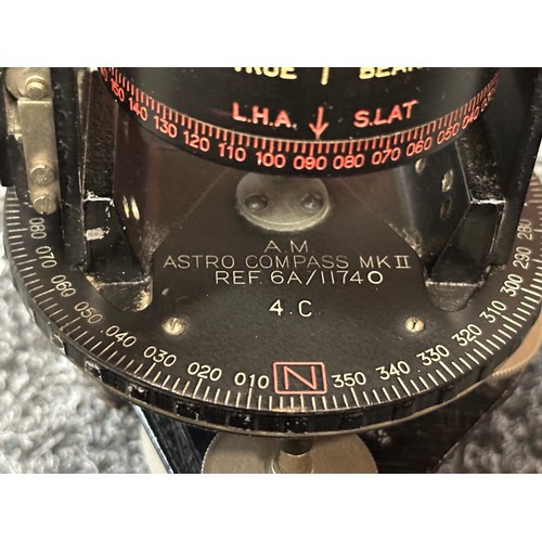 2226 - WW2 British RAF Air Ministry Astro Compass MKII Ref 6A/1174 O. Complete in original box of issue wit... 