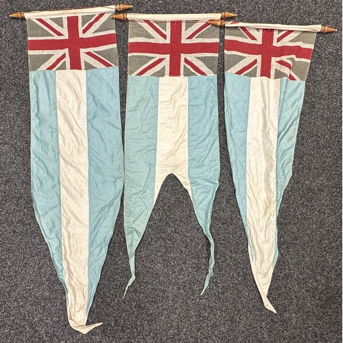 2236 - Union Flag Pennants with lower halves divided Blue/White/Blue. Screen printed Union Flag with lower ... 