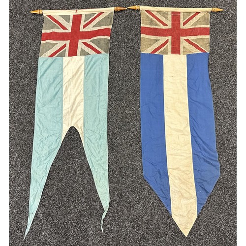 2236 - Union Flag Pennants with lower halves divided Blue/White/Blue. Screen printed Union Flag with lower ... 