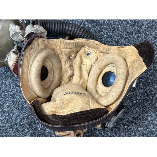 2237 - WW2 British RAF C Type Leather Flying Helmet complete with head sets and wiring loom together with a... 