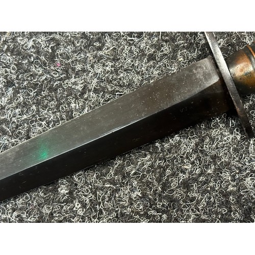 2242 - WW2 British Third Pattern Fairbairn-Sykes Fighting Knife double edged blade 167mm in length. No mark... 