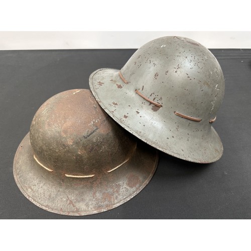 2248 - WW2 British Firewatchers Steel Helmets x 2 : Provenance: The private collection of Bradbury, decease... 