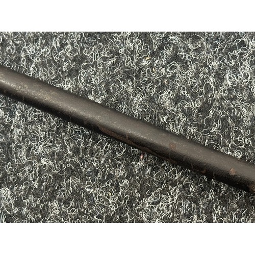 2253 - Indian Army 5th Gurhka Rifles Swagger Stick. Nickle Silver cap with insignia. Black leather covered ... 