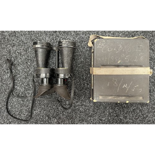 2264 - WW2 British RAF issue Binoculars x 5 Bino Prism MK IV, serial number 1982, 6E/383 B. Complete with n... 