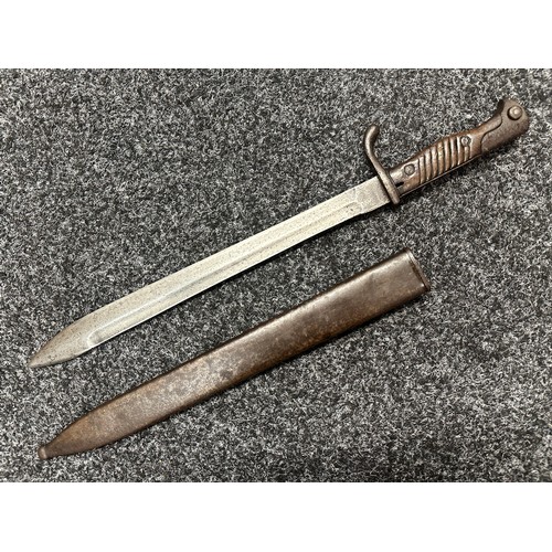 2266 - WW1 Imperial German Mauser 95/05 Butcher Bayonet with fullered single edged blade 362mm in length wi... 