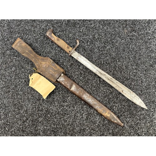 2274 - WW1 Imperial German Army Butcher Bayonet with single edged fullered blade 368mm in length, maker mar... 