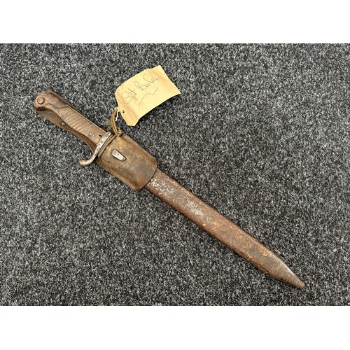 2274 - WW1 Imperial German Army Butcher Bayonet with single edged fullered blade 368mm in length, maker mar... 