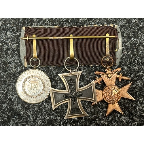 2283 - WW1 Imperial German Medal bar comprising of: Eisernes Kreuz 2. Klasse 1914. Iron Cross 2nd class 191... 