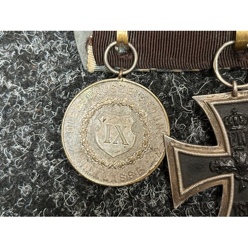 2283 - WW1 Imperial German Medal bar comprising of: Eisernes Kreuz 2. Klasse 1914. Iron Cross 2nd class 191... 