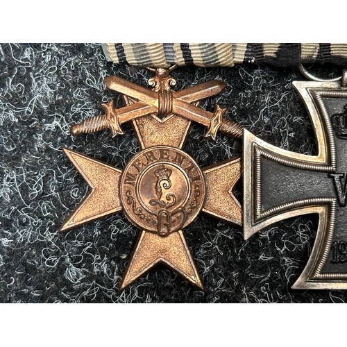 2283 - WW1 Imperial German Medal bar comprising of: Eisernes Kreuz 2. Klasse 1914. Iron Cross 2nd class 191... 