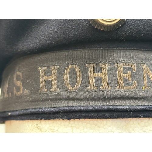 2288 - WW1 Imperial German Navy Ratings Cap for SMS Hohenzollern, the German Royal Yacht. Gilt wire machine... 