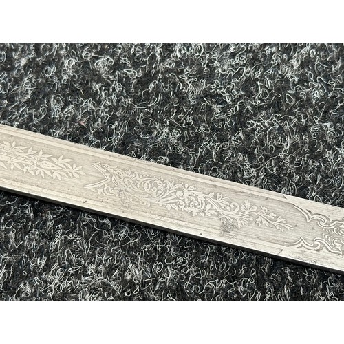 2292 - Imperial German M1871 pattern walking out dress sidearm with single edged blade with etched decorati... 