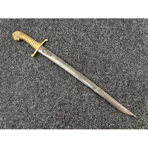 2294 - Imperial German Bavarian Lions Head M1892 Artillery Sword with single edged fullered blade 464mm in ... 