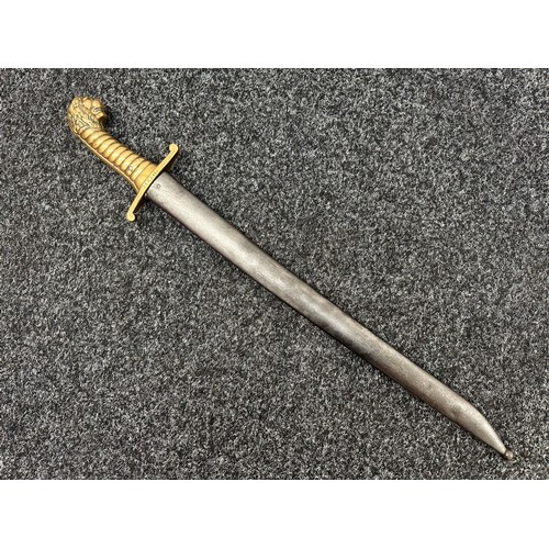 2294 - Imperial German Bavarian Lions Head M1892 Artillery Sword with single edged fullered blade 464mm in ... 