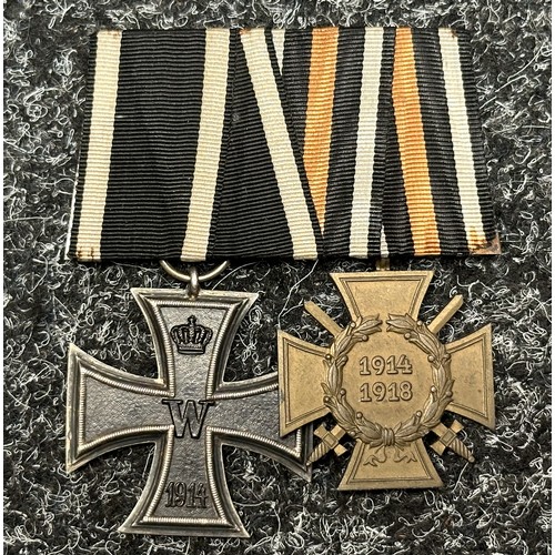 2297 - WW1 Imperial German Iron Cross 2nd class 1914 and WW2 Third Reich Ehrenkreuz für Frontkämpfer 1914-1... 