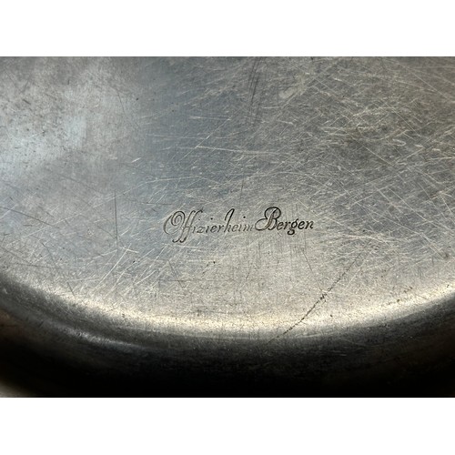 2300 - WW2 Third Reich Heer Offizierheim Bergen Stainless Steel Alloy Serving Plate. 295mm in diameter. Mak... 