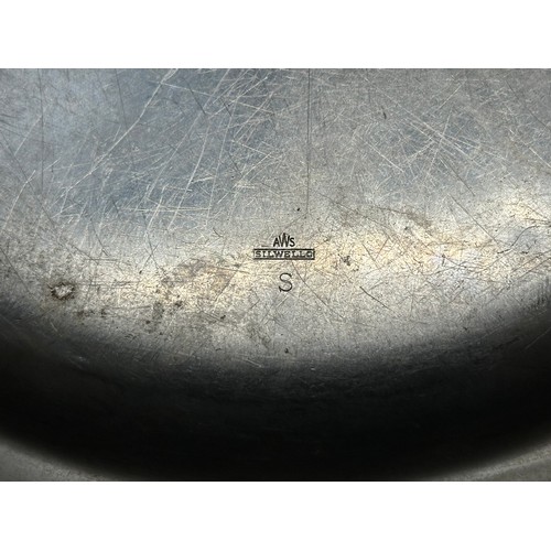 2300 - WW2 Third Reich Heer Offizierheim Bergen Stainless Steel Alloy Serving Plate. 295mm in diameter. Mak... 