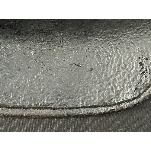 2302 - WW2 Third Reich M40 Pattern Steel Helmet battle damaged Normady relic. Shrapnel damage to the visor ... 