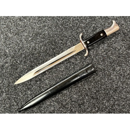 2305 - WW2 Third Reich Feurwehr Dress Bayonet with fullered single edged blade 249mm in length, retailer ma... 