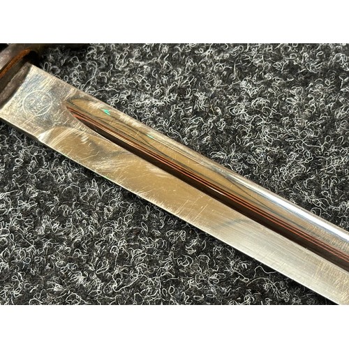 2305 - WW2 Third Reich Feurwehr Dress Bayonet with fullered single edged blade 249mm in length, retailer ma... 