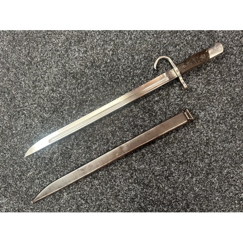 2306 - WW2 Imperial Japanese Type 30 Arisaka Bayonet with fullered single edged blade 393mm in length, make... 