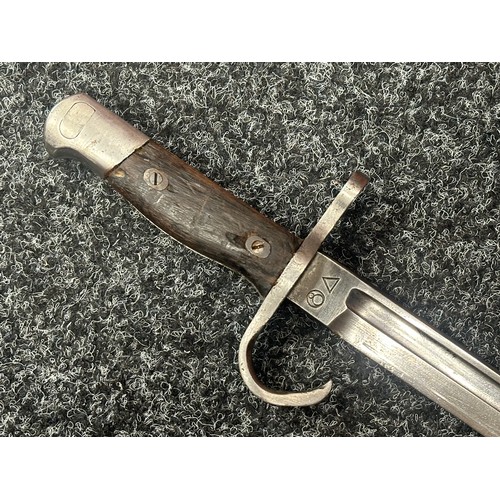 2306 - WW2 Imperial Japanese Type 30 Arisaka Bayonet with fullered single edged blade 393mm in length, make... 