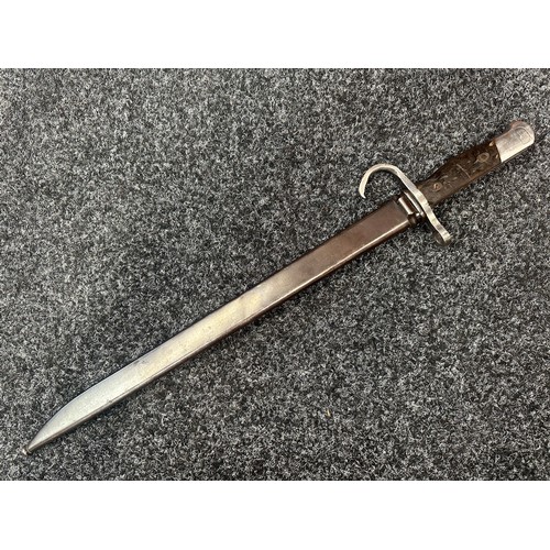 2306 - WW2 Imperial Japanese Type 30 Arisaka Bayonet with fullered single edged blade 393mm in length, make... 