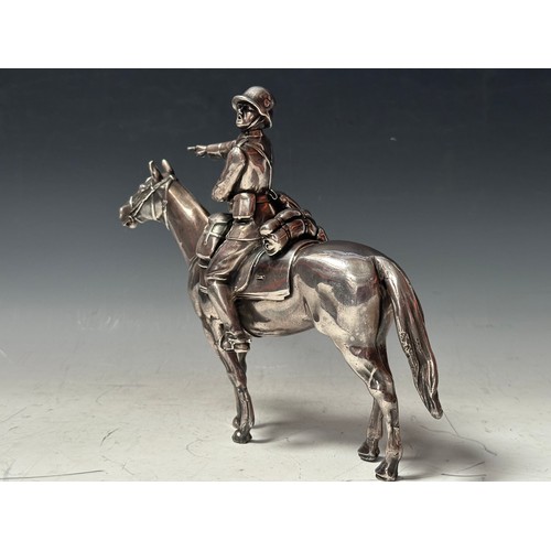 2308 - WW2 Third Reich Heer Desk Ornament of a mounted Cavalryman. 230mm in height. Length 245mm. Reins are... 