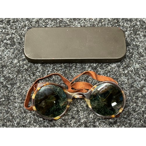 2312 - WW2 Third Reich Luftwaffe Tortoise Frame Round  Blendschutzbrille Air Crew Sunglasses complete in or... 