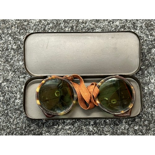 2312 - WW2 Third Reich Luftwaffe Tortoise Frame Round  Blendschutzbrille Air Crew Sunglasses complete in or... 