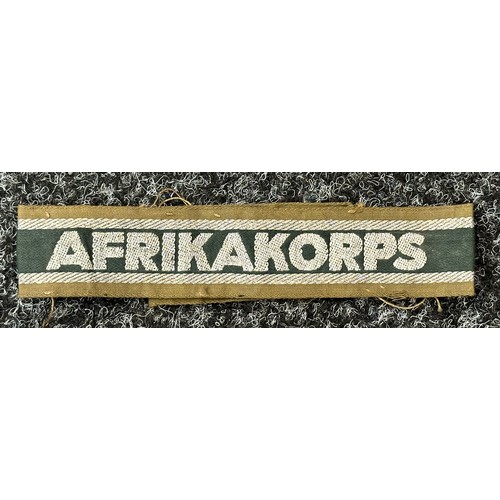 2313 - WW2 Third Reich Ärmelband Afrikakorps - Afrikakorps Cuff Title. Full length and uniform removed.