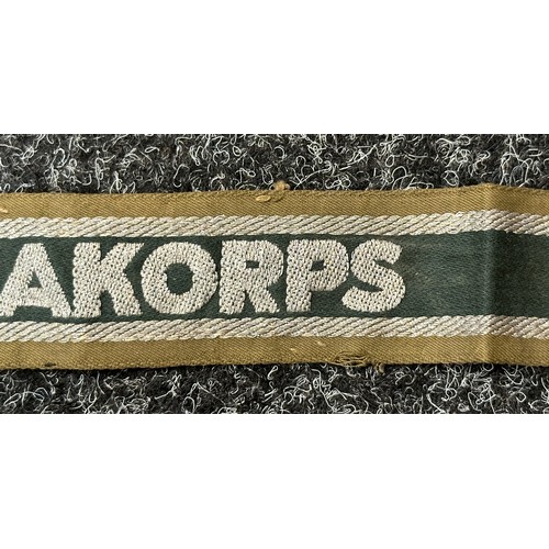 2313 - WW2 Third Reich Ärmelband Afrikakorps - Afrikakorps Cuff Title. Full length and uniform removed.