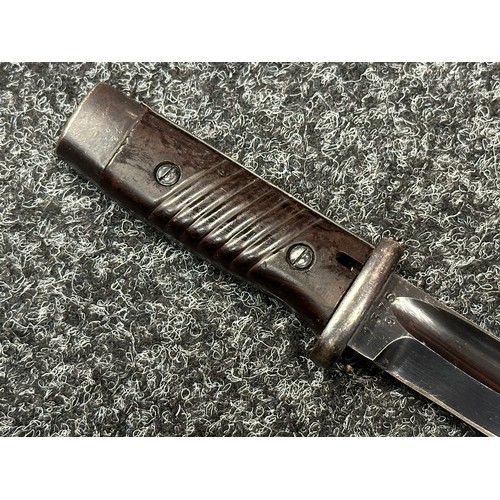 2314 - WW2 Third Reich K98 Bayonet cut down into a fighting knife. Blade now 160mm in length with fuller ex... 