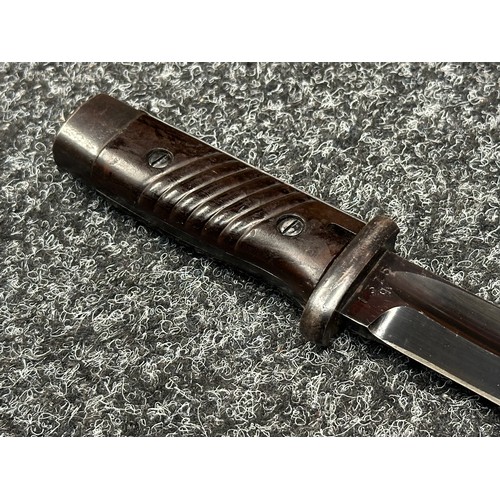 2314 - WW2 Third Reich K98 Bayonet cut down into a fighting knife. Blade now 160mm in length with fuller ex... 