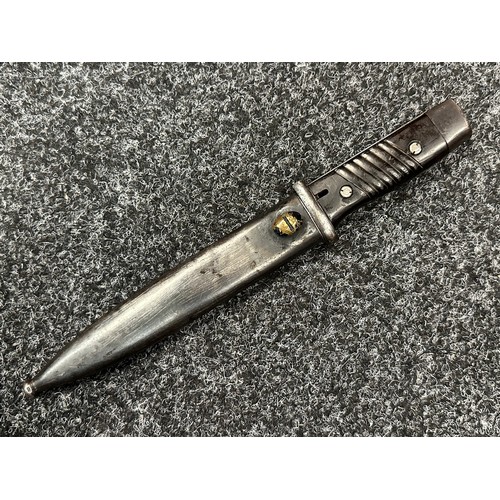 2314 - WW2 Third Reich K98 Bayonet cut down into a fighting knife. Blade now 160mm in length with fuller ex... 