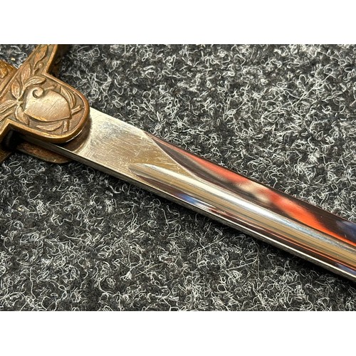 2317 - WW2 Third Reich Heer Officers Lion Head Sword. De-nazified eagle. Single edged fullered blade 812mm ... 