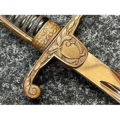 2317 - WW2 Third Reich Heer Officers Lion Head Sword. De-nazified eagle. Single edged fullered blade 812mm ... 