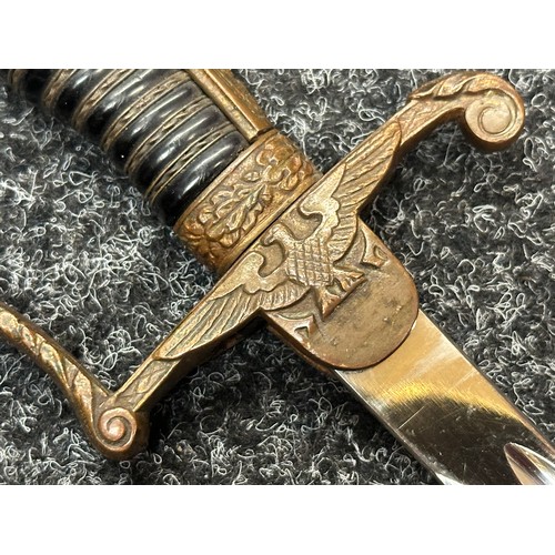 2317 - WW2 Third Reich Heer Officers Lion Head Sword. De-nazified eagle. Single edged fullered blade 812mm ... 