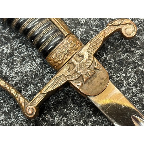 2317 - WW2 Third Reich Heer Officers Lion Head Sword. De-nazified eagle. Single edged fullered blade 812mm ... 